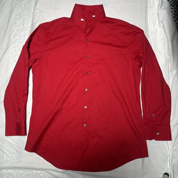 Alfani Men Slim-Fit Stretch Red Long-Sleeve Dress Shirt 16-16.5 32/33 L - Picture 2 of 8